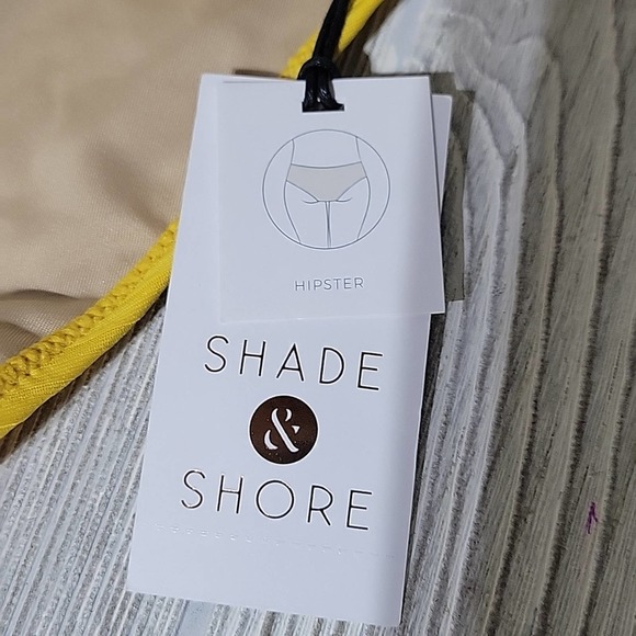 Shade & Shore Yellow Hipster Bikini Bottom, Ribbed, Tie Sides, Women's XL, NWT - Picture 3 of 6
